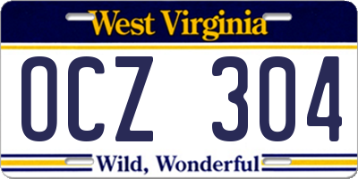 WV license plate OCZ304