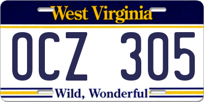 WV license plate OCZ305