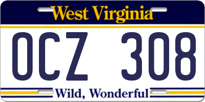 WV license plate OCZ308