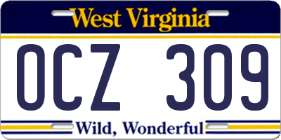 WV license plate OCZ309