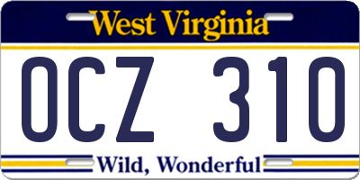 WV license plate OCZ310