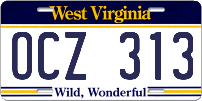 WV license plate OCZ313