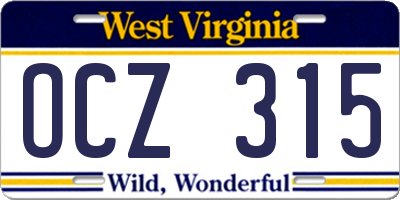 WV license plate OCZ315