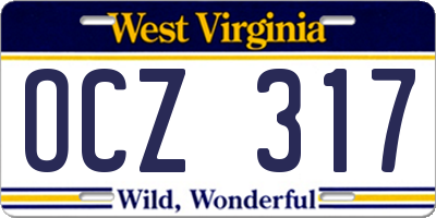 WV license plate OCZ317