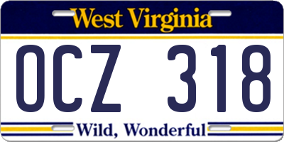 WV license plate OCZ318