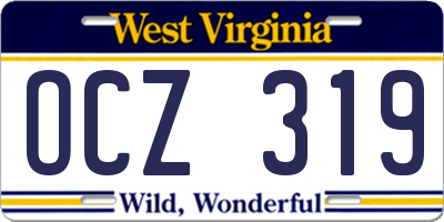 WV license plate OCZ319