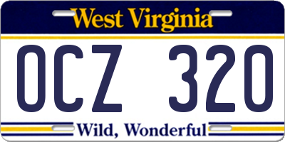 WV license plate OCZ320