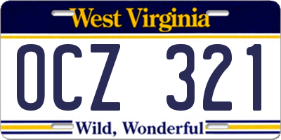 WV license plate OCZ321
