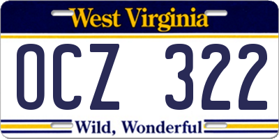 WV license plate OCZ322