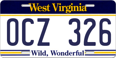WV license plate OCZ326