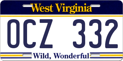 WV license plate OCZ332