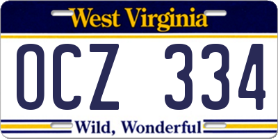 WV license plate OCZ334