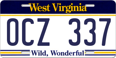 WV license plate OCZ337