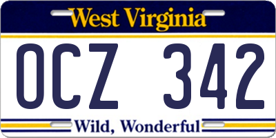 WV license plate OCZ342