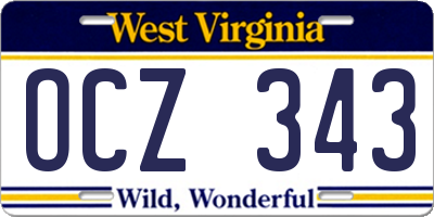 WV license plate OCZ343