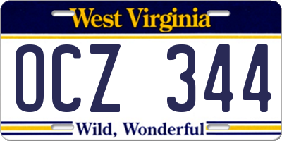 WV license plate OCZ344