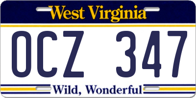 WV license plate OCZ347