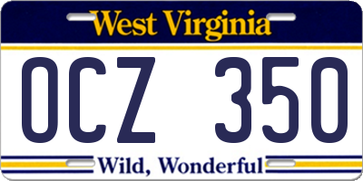 WV license plate OCZ350