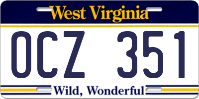 WV license plate OCZ351