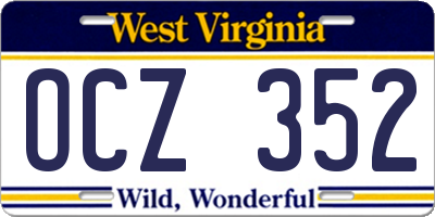 WV license plate OCZ352