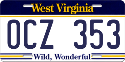 WV license plate OCZ353