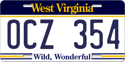 WV license plate OCZ354