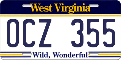 WV license plate OCZ355