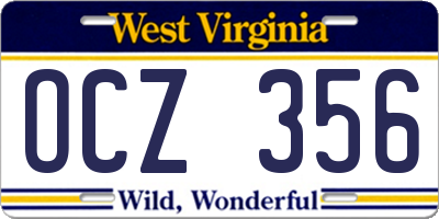 WV license plate OCZ356