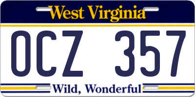 WV license plate OCZ357