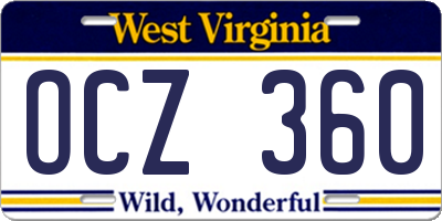 WV license plate OCZ360