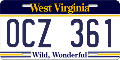 WV license plate OCZ361