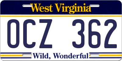 WV license plate OCZ362