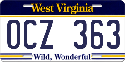 WV license plate OCZ363