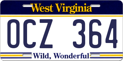 WV license plate OCZ364