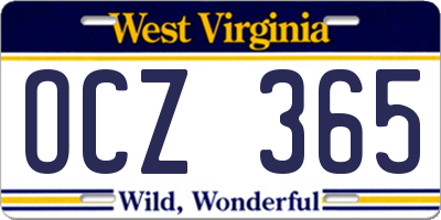 WV license plate OCZ365