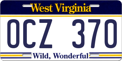 WV license plate OCZ370