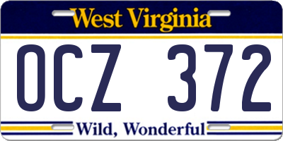 WV license plate OCZ372