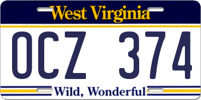 WV license plate OCZ374