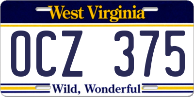 WV license plate OCZ375