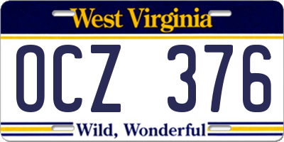 WV license plate OCZ376