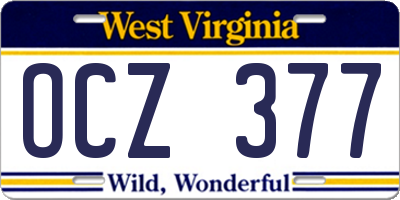 WV license plate OCZ377
