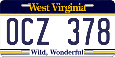 WV license plate OCZ378