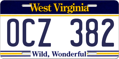 WV license plate OCZ382