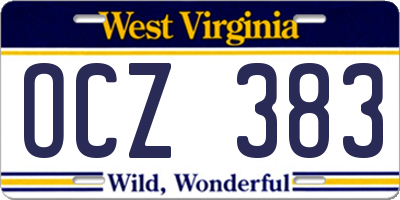 WV license plate OCZ383