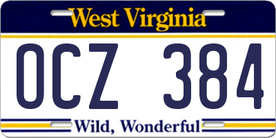 WV license plate OCZ384