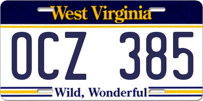 WV license plate OCZ385
