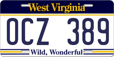 WV license plate OCZ389