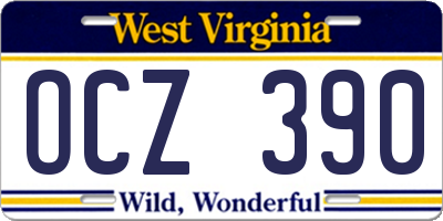 WV license plate OCZ390
