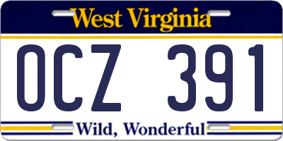 WV license plate OCZ391