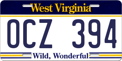 WV license plate OCZ394